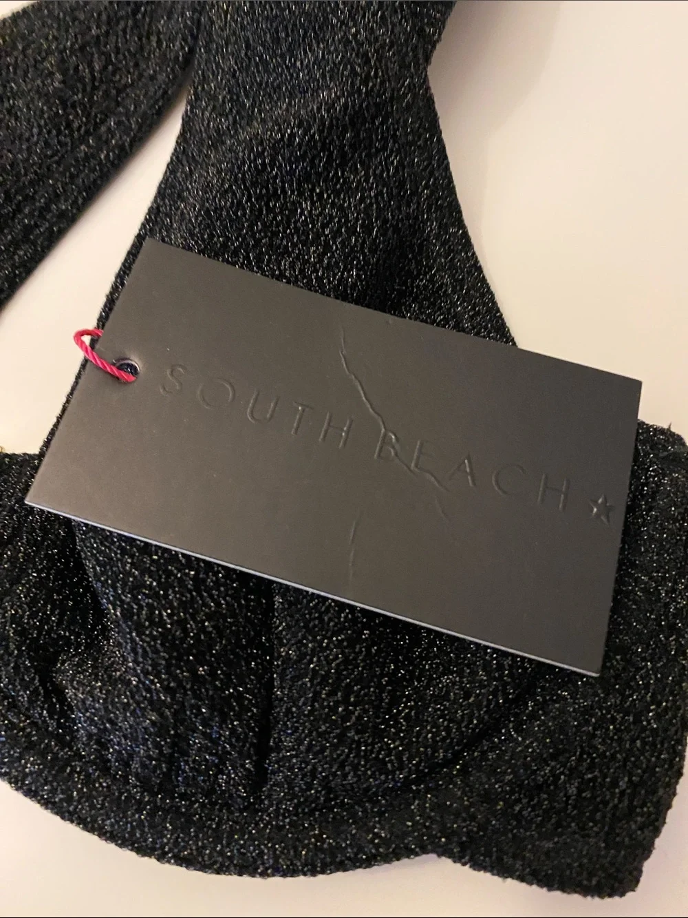 South Beach Bikini Top Black Sparkle Size 8